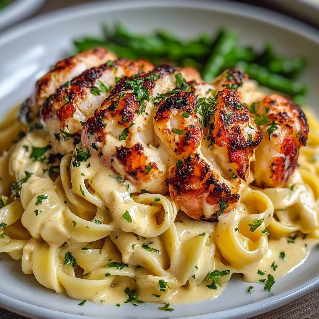 Recipe preparation for Cajun Butter Lobster Pasta