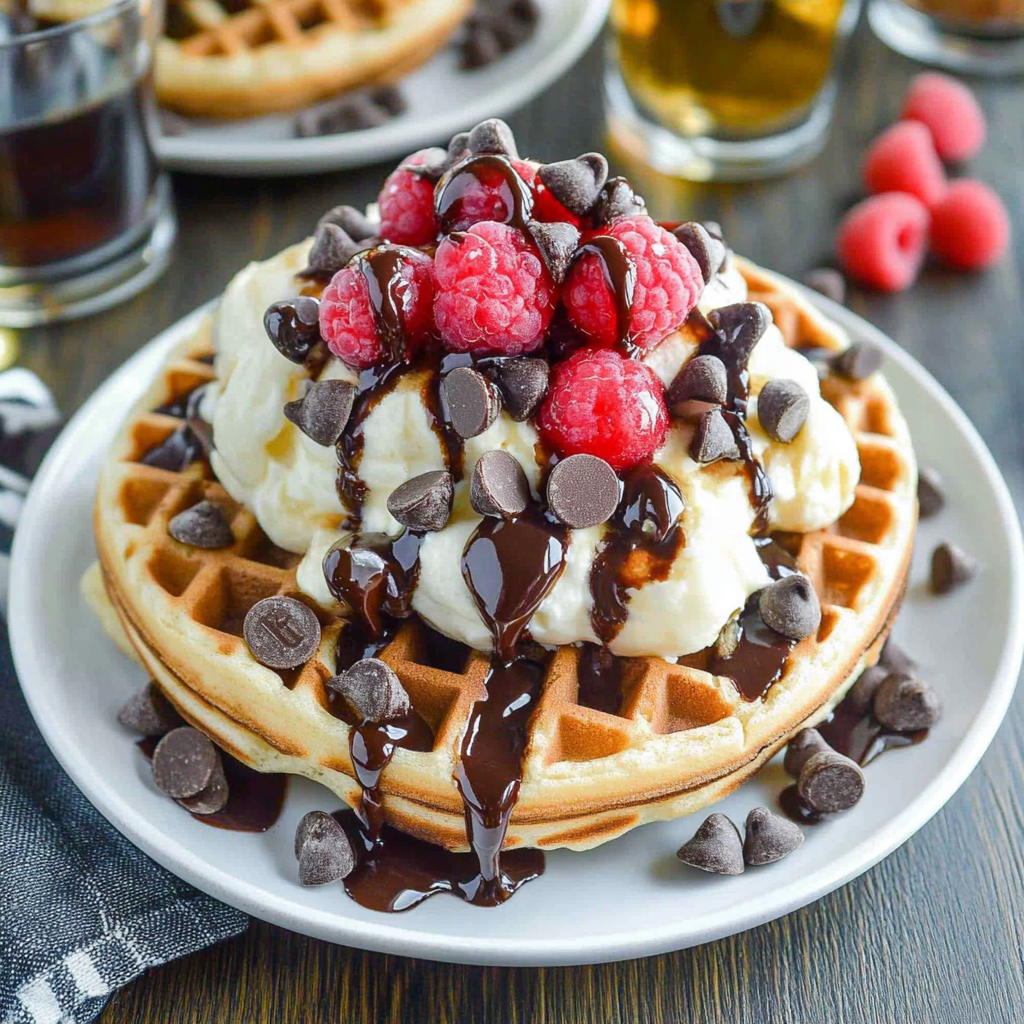 Recipe preparation for Cherry Chocolate Chip Waffles