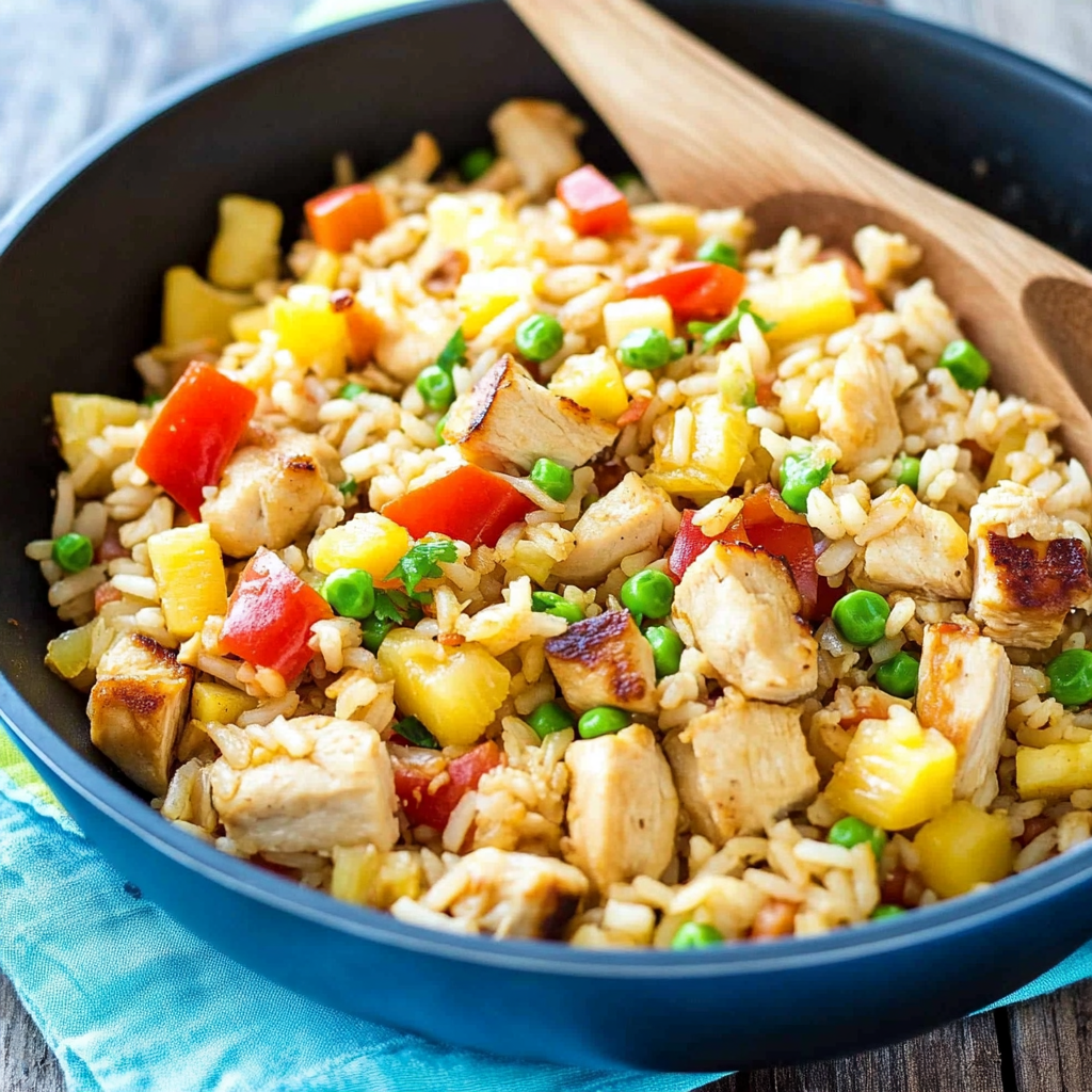 Recipe preparation for Pineapple Chicken Fried Rice