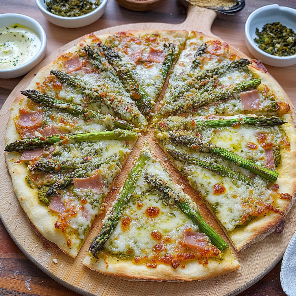 Recipe preparation for Asparagus Pizza