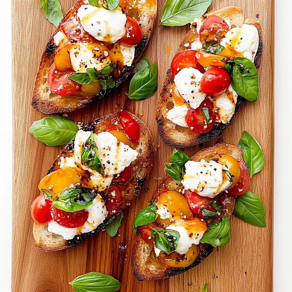 Recipe preparation for Burrata Bruschetta