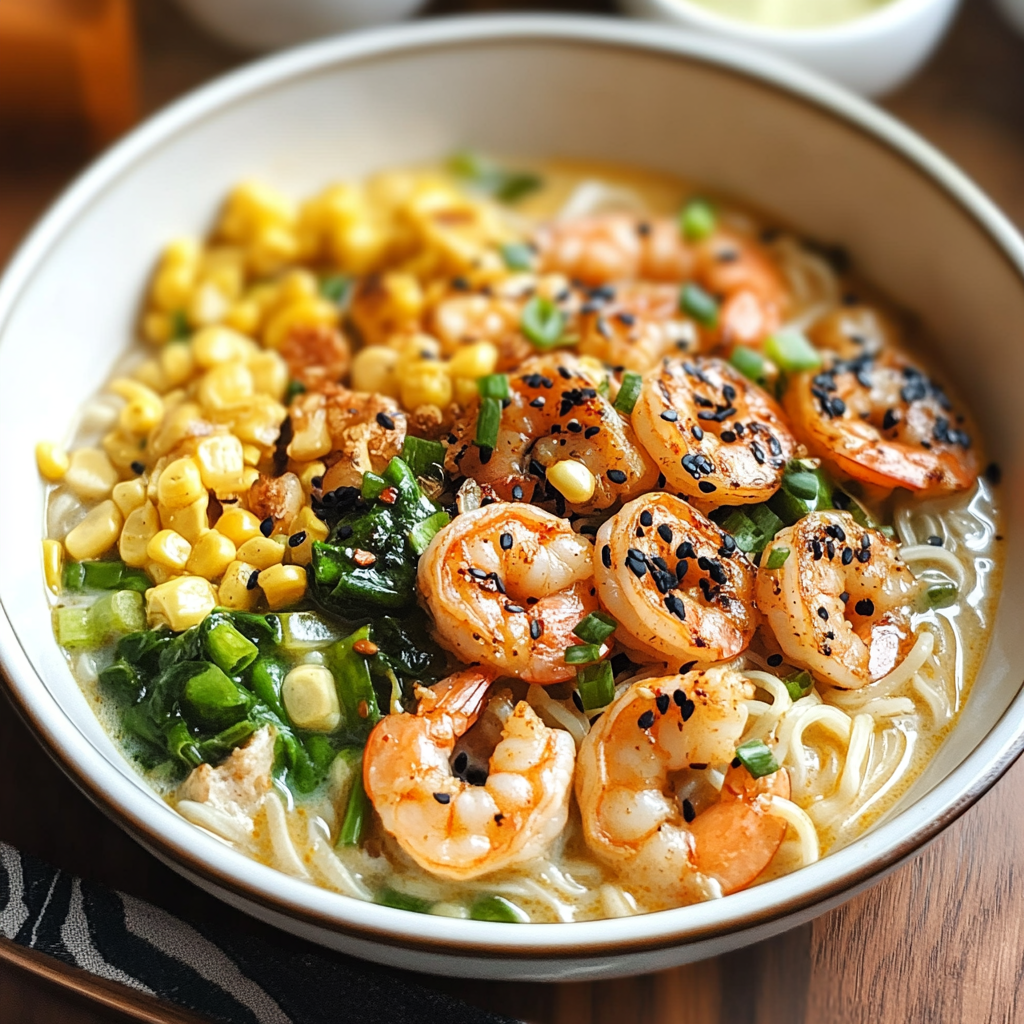 Recipe preparation for Easy Cajun Garlic Shrimp Ramen Noodles