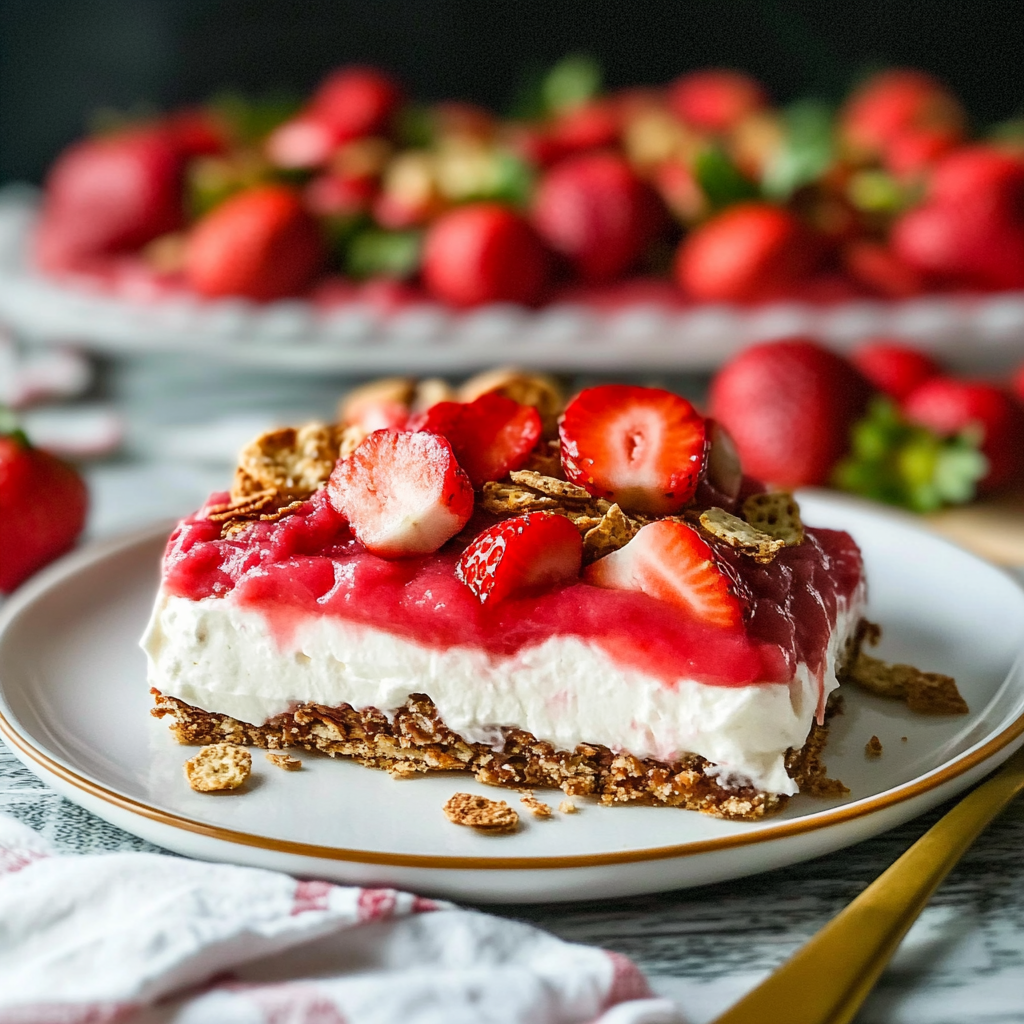 Recipe preparation for strawberry pretzel salad