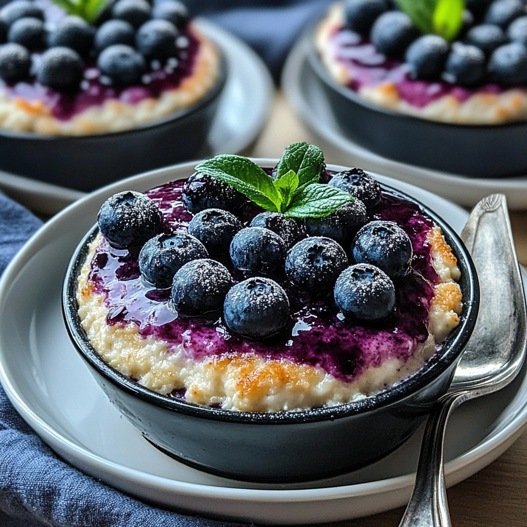 Recipe preparation for Baked Blueberry Cottage Cheese Bowls