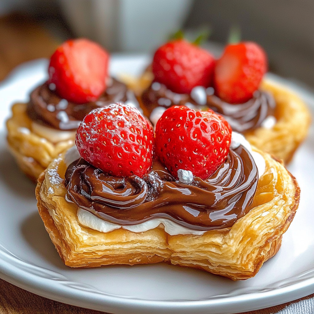 Recipe preparation for Strawberry Nutella Puff Pastry