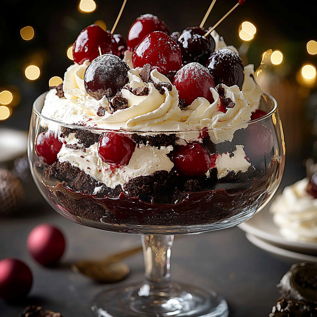 Recipe preparation for Black Forest Trifle Christmas