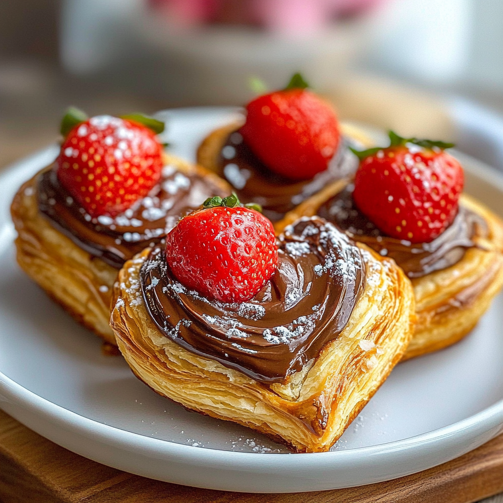 Recipe preparation for Strawberry Nutella Puff Pastry