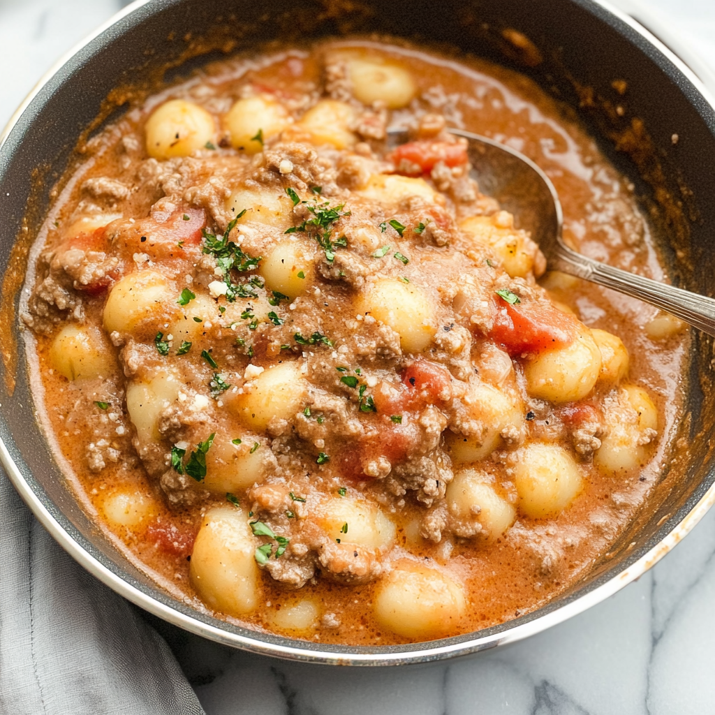 Recipe preparation for ground beef gnocchi