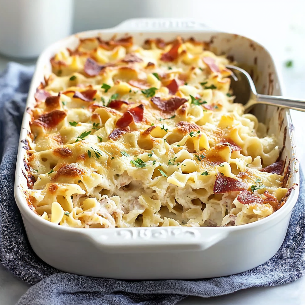 Recipe preparation for chicken noodle casserole