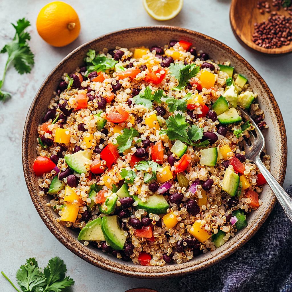 Recipe preparation for Quinoa and Black Bean Salad