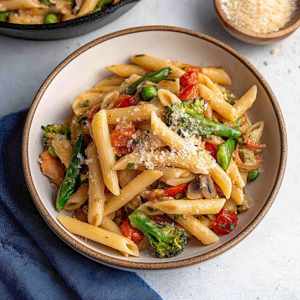 Recipe preparation for pasta primavera