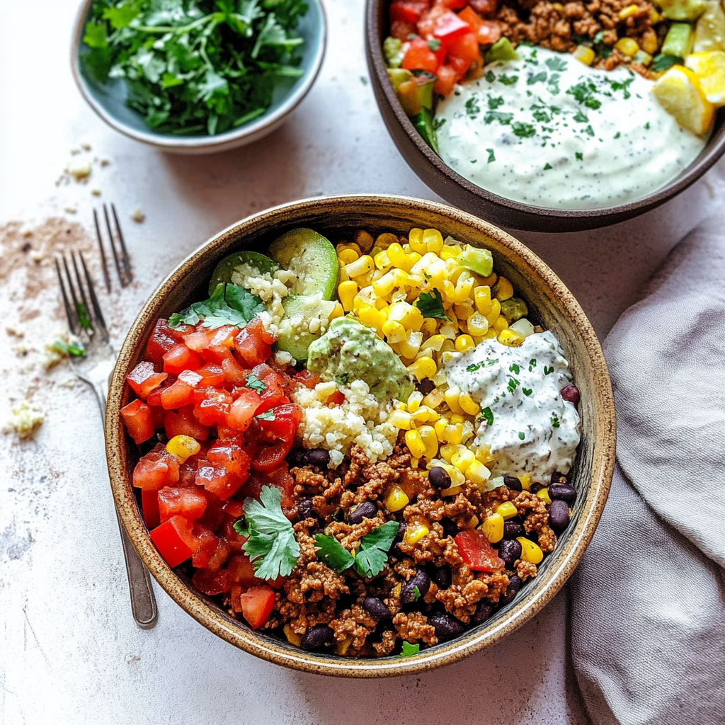Recipe preparation for Ground Beef Burrito Bowls